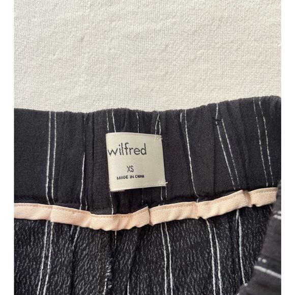 Wilfred Faun Black White Pinstripe Wide-Leg Pants Sz XS Pull-On Tie Waist - Picture 7 of 12